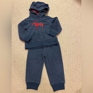 12M fleece plaid moose outfit